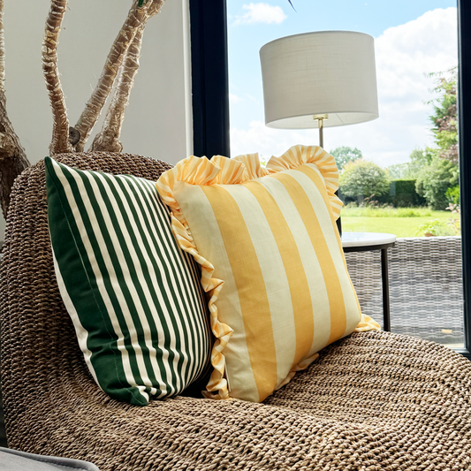 Sicily yellow striped cocktail cushion