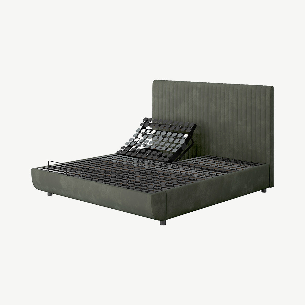 TEMPUR® Arc Static Bed with Vertical Headboard in Dark Green