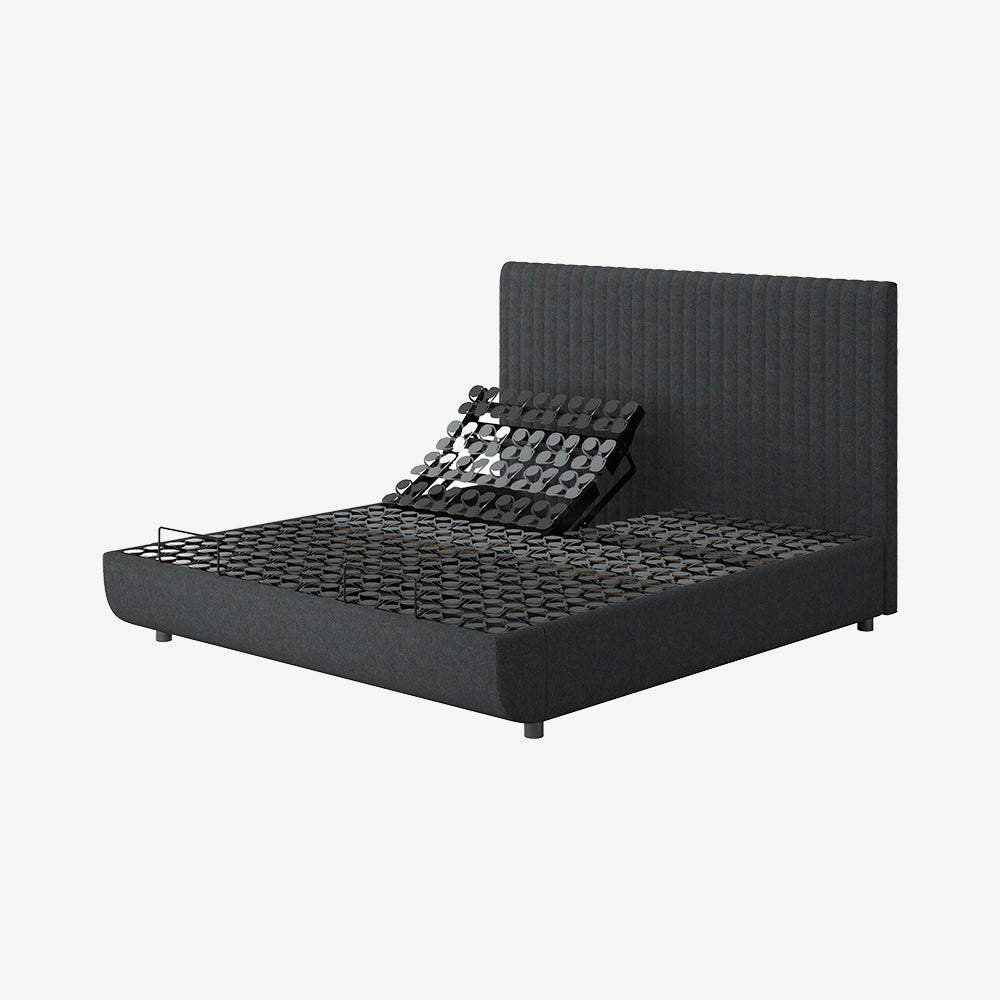 TEMPUR® Arc Static Bed with Vertical Headboard in Dark Stone