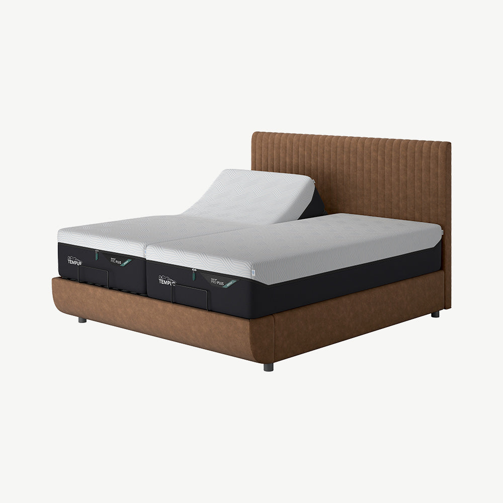 TEMPUR® Arc Static Bed with Vertical Headboard in Brown