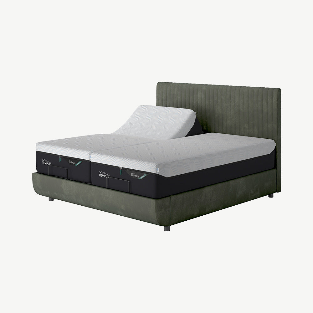 TEMPUR® Arc Static Bed with Vertical Headboard in Dark Green