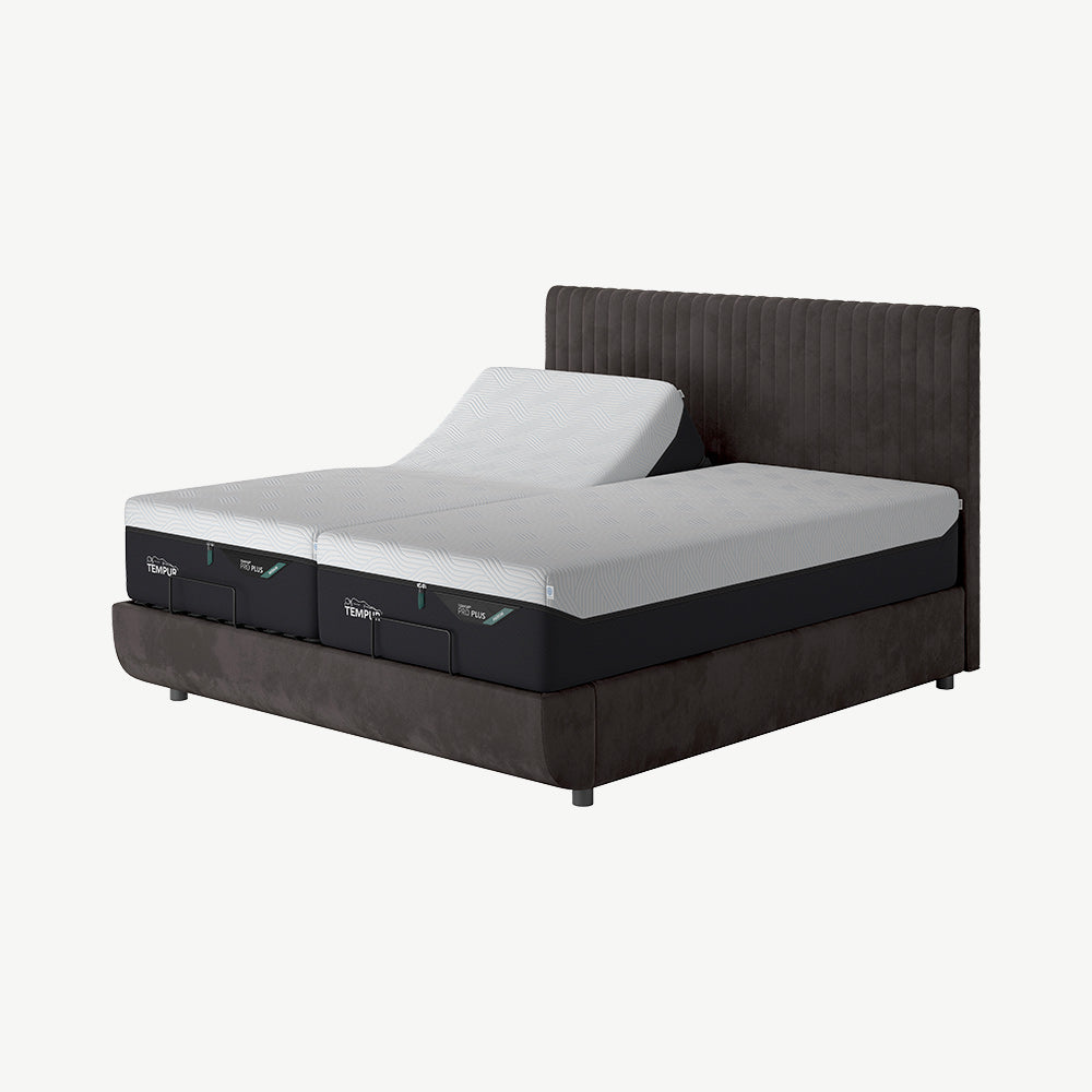 TEMPUR® Arc Static Bed with Vertical Headboard in Dark Stone