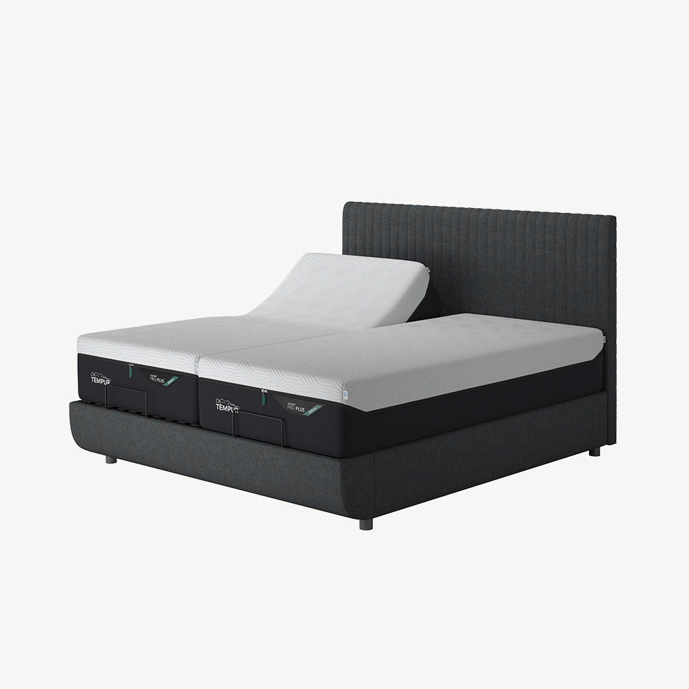 TEMPUR® Arc Static Bed with Vertical Headboard in Dark Stone