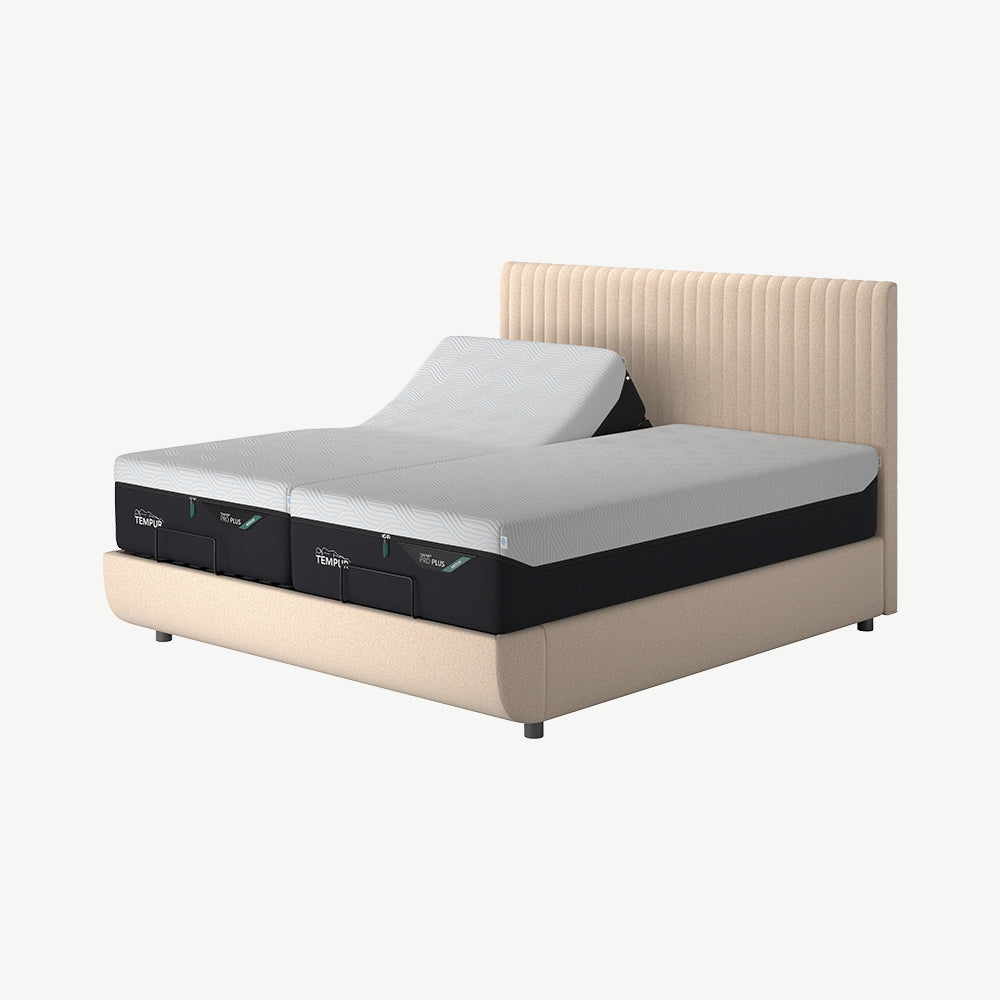 TEMPUR® Arc Static Bed with Vertical Headboard in Sand