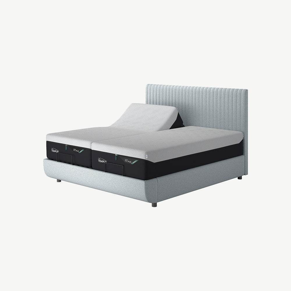 TEMPUR® Arc Static Bed with Vertical Headboard in Stone