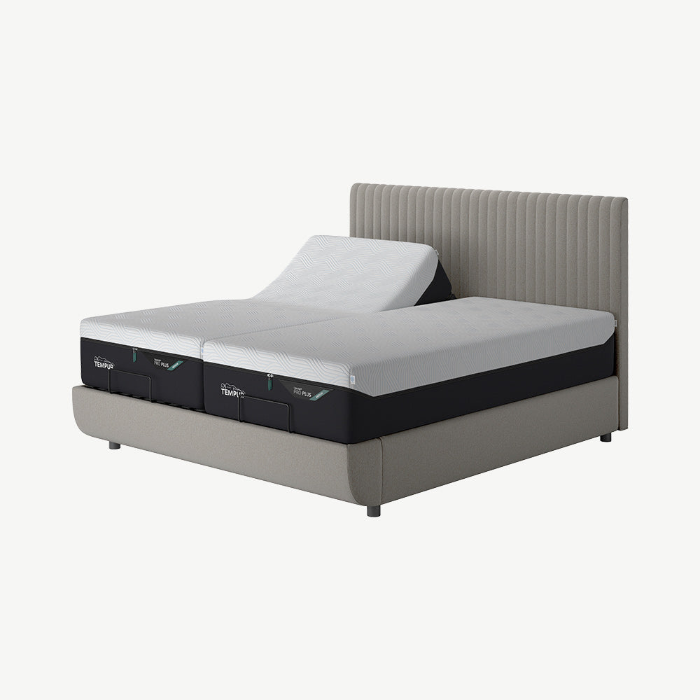 TEMPUR® Arc Static Bed with Vertical Headboard in Warm Stone