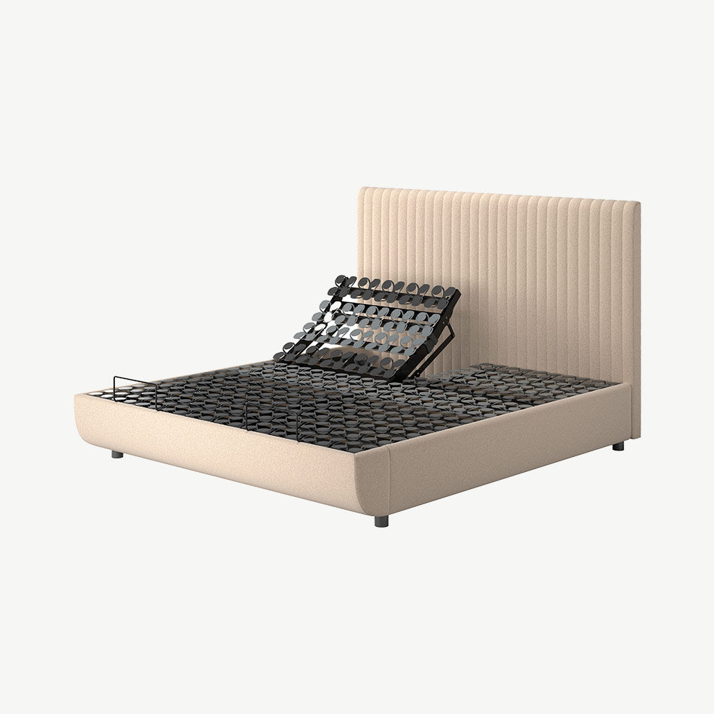 TEMPUR® Arc Static Bed with Vertical Headboard in Sand