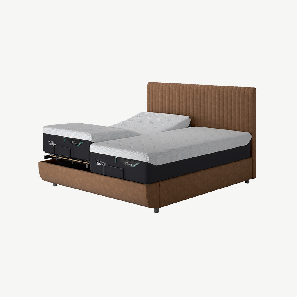 TEMPUR® Arc Static Bed with Vertical Headboard in Brown