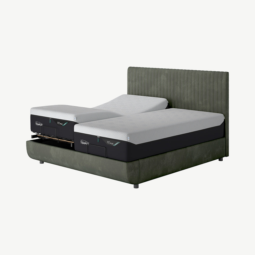 TEMPUR® Arc Static Bed with Vertical Headboard in Dark Green