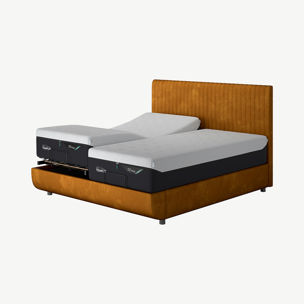 TEMPUR® Arc Static Bed with Vertical Headboard in Gold