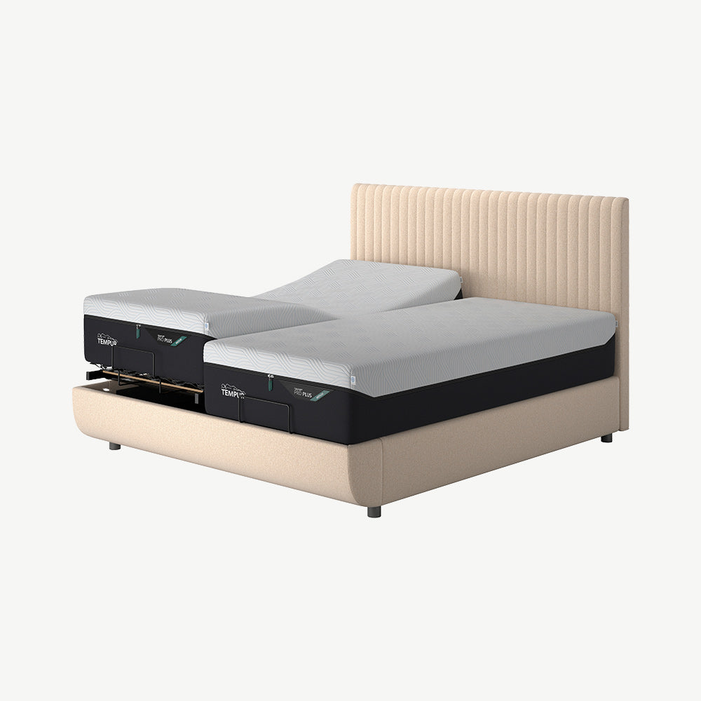 TEMPUR® Arc Static Bed with Vertical Headboard in Sand