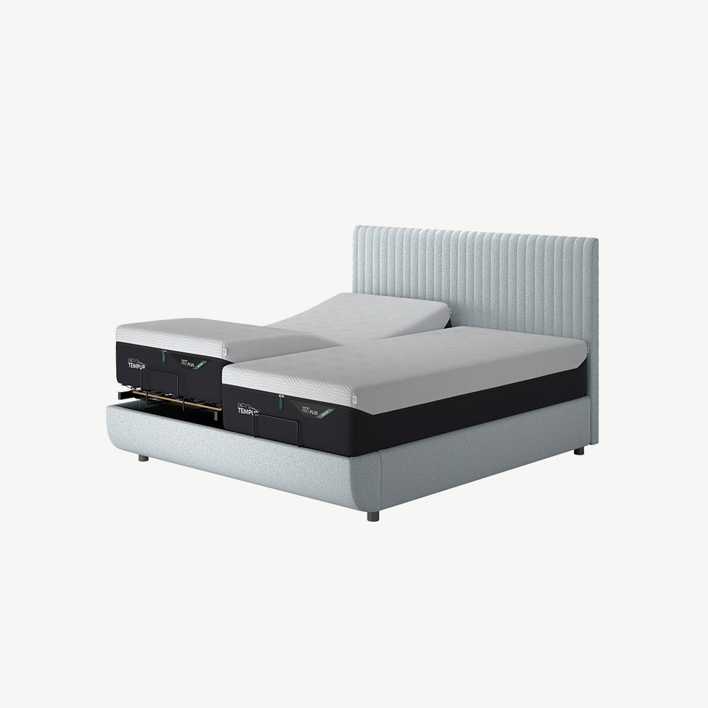 TEMPUR® Arc Static Bed with Vertical Headboard in Stone