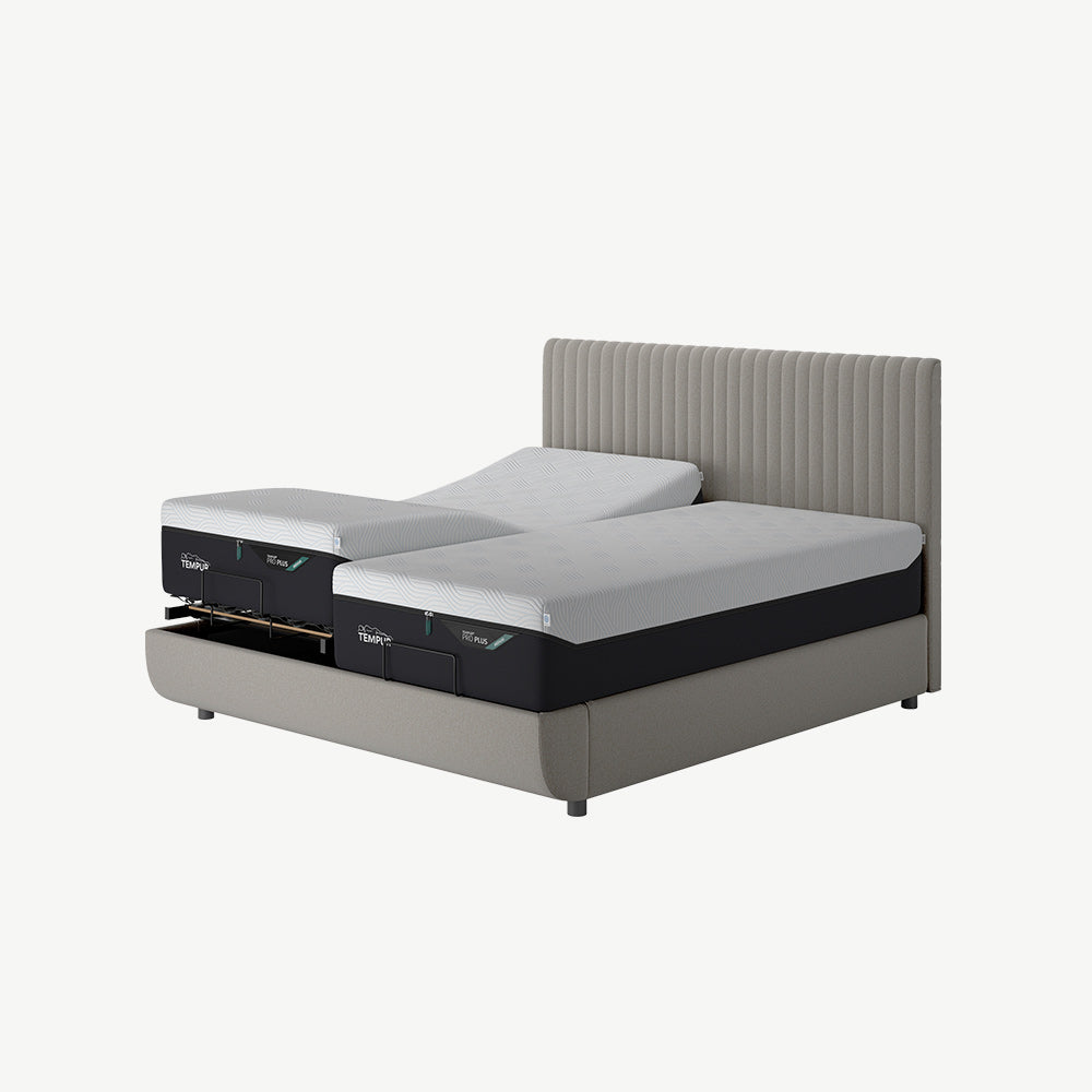 TEMPUR® Arc Static Bed with Vertical Headboard in Warm Stone