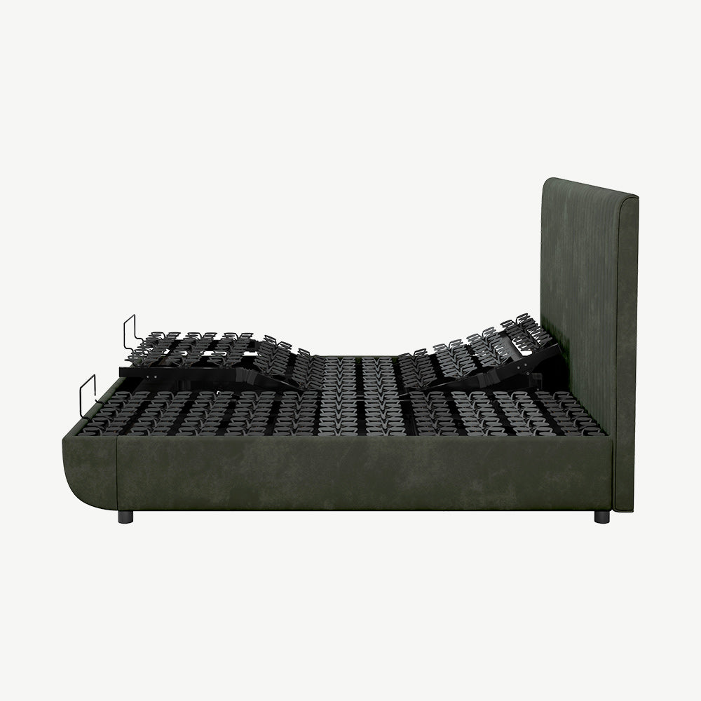 TEMPUR® Arc Static Bed with Vertical Headboard in Dark Green