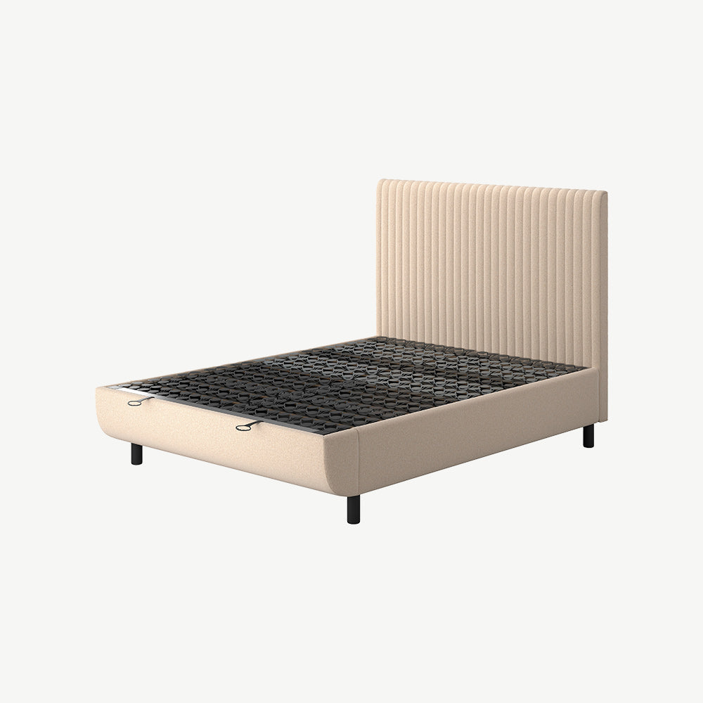 TEMPUR® Arc Static Bed with Vertical Headboard in Sand