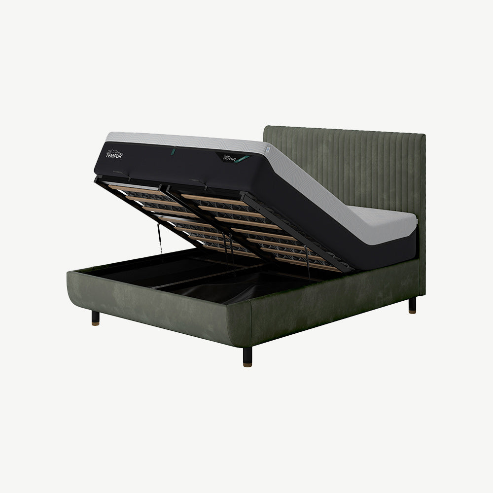 TEMPUR® Arc Static Bed with Vertical Headboard in Dark Green