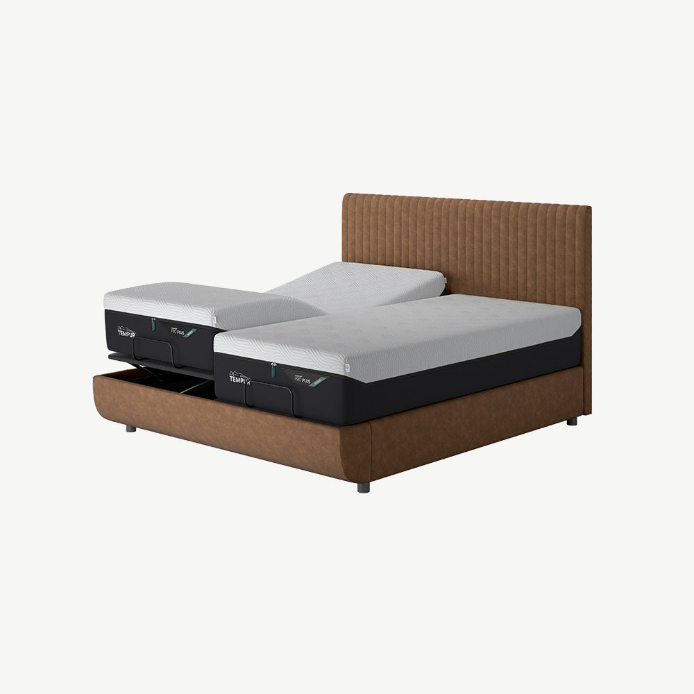 TEMPUR® Arc Static Bed with Vertical Headboard in Brown