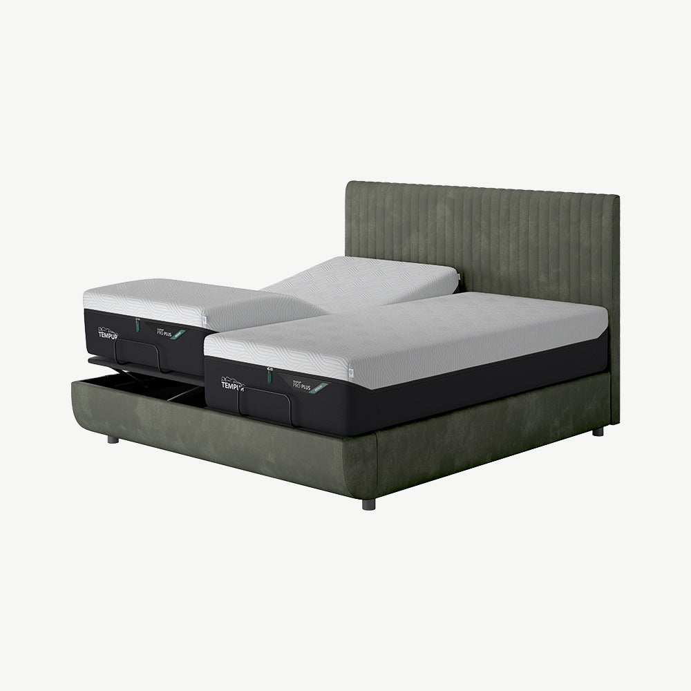 TEMPUR® Arc Static Bed with Vertical Headboard in Dark Green