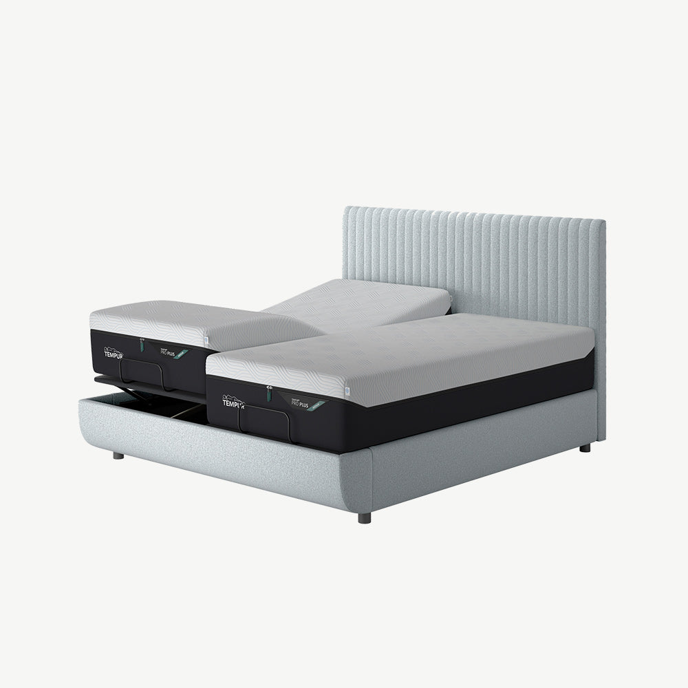 TEMPUR® Arc Static Bed with Vertical Headboard in Stone