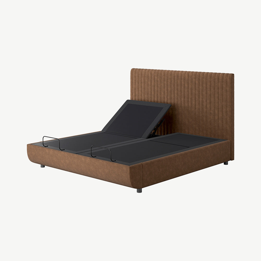 TEMPUR® Arc Static Bed with Vertical Headboard in Brown