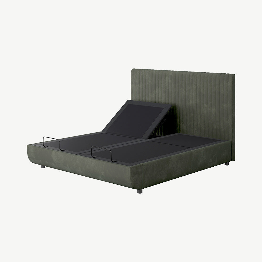 TEMPUR® Arc Static Bed with Vertical Headboard in Dark Green