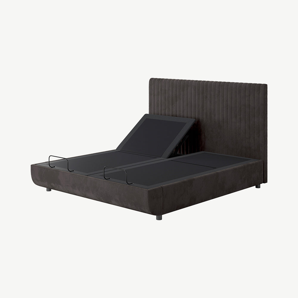 TEMPUR® Arc Static Bed with Vertical Headboard in Dark Grey