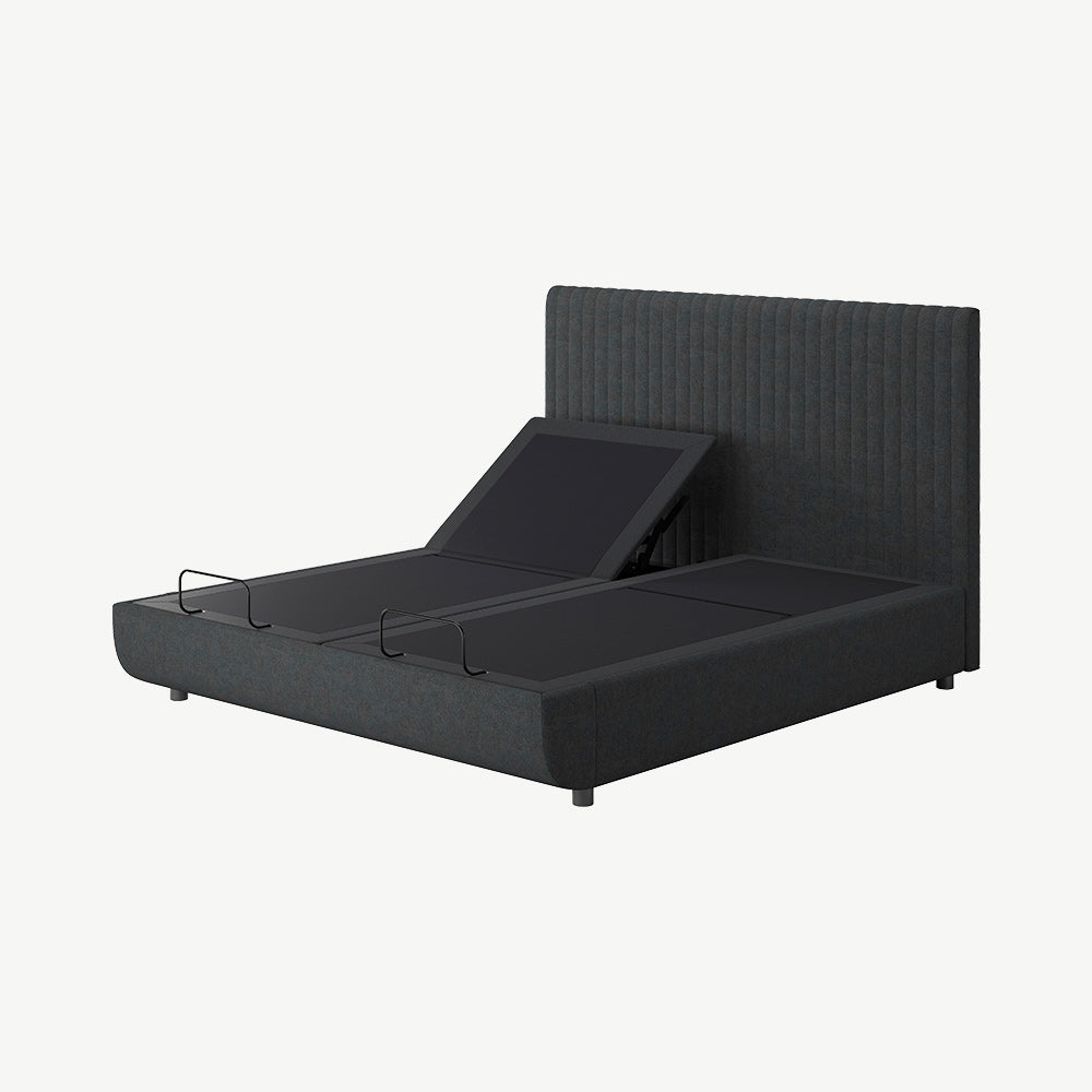 TEMPUR® Arc Static Bed with Vertical Headboard in Dark Stone