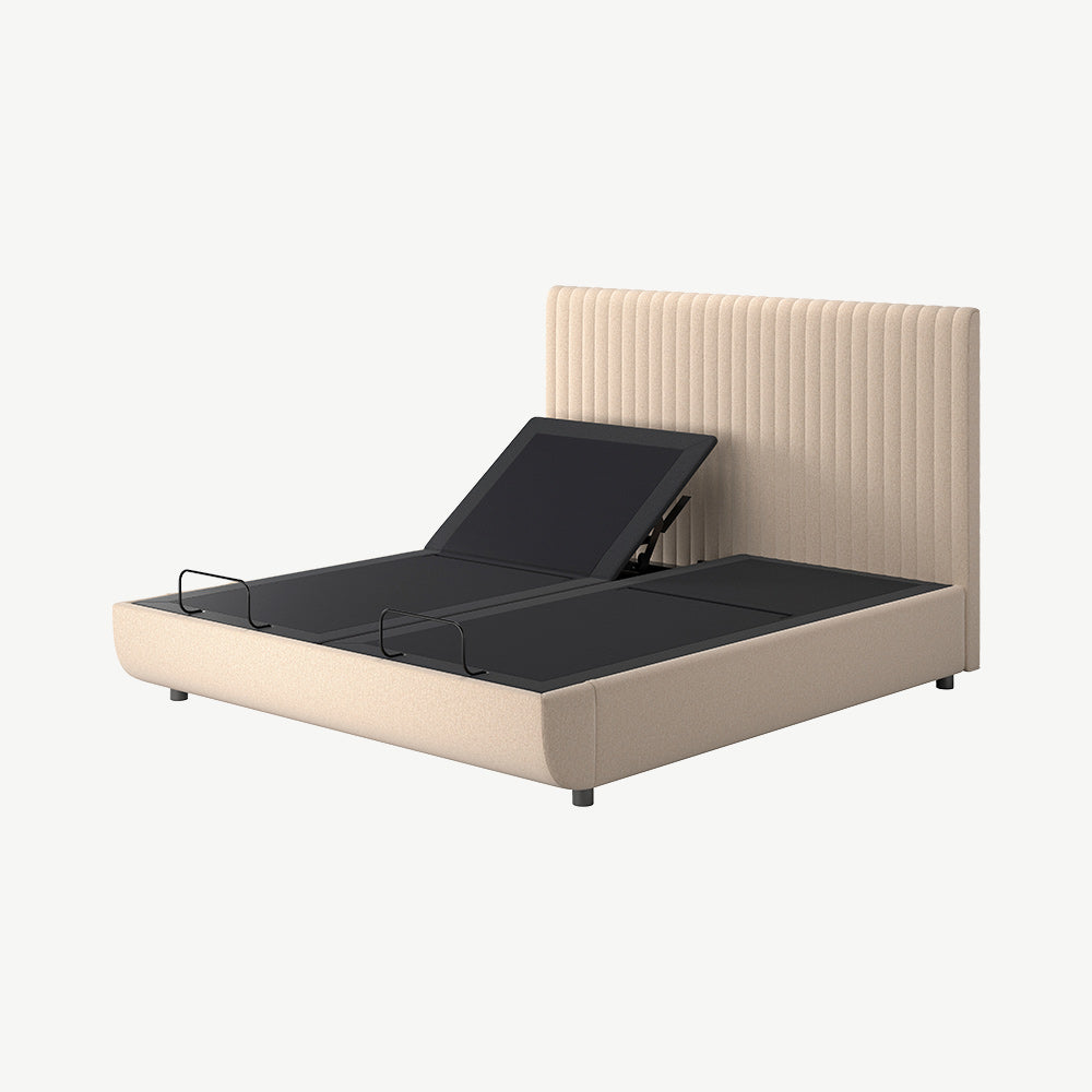 TEMPUR® Arc Static Bed with Vertical Headboard in Sand