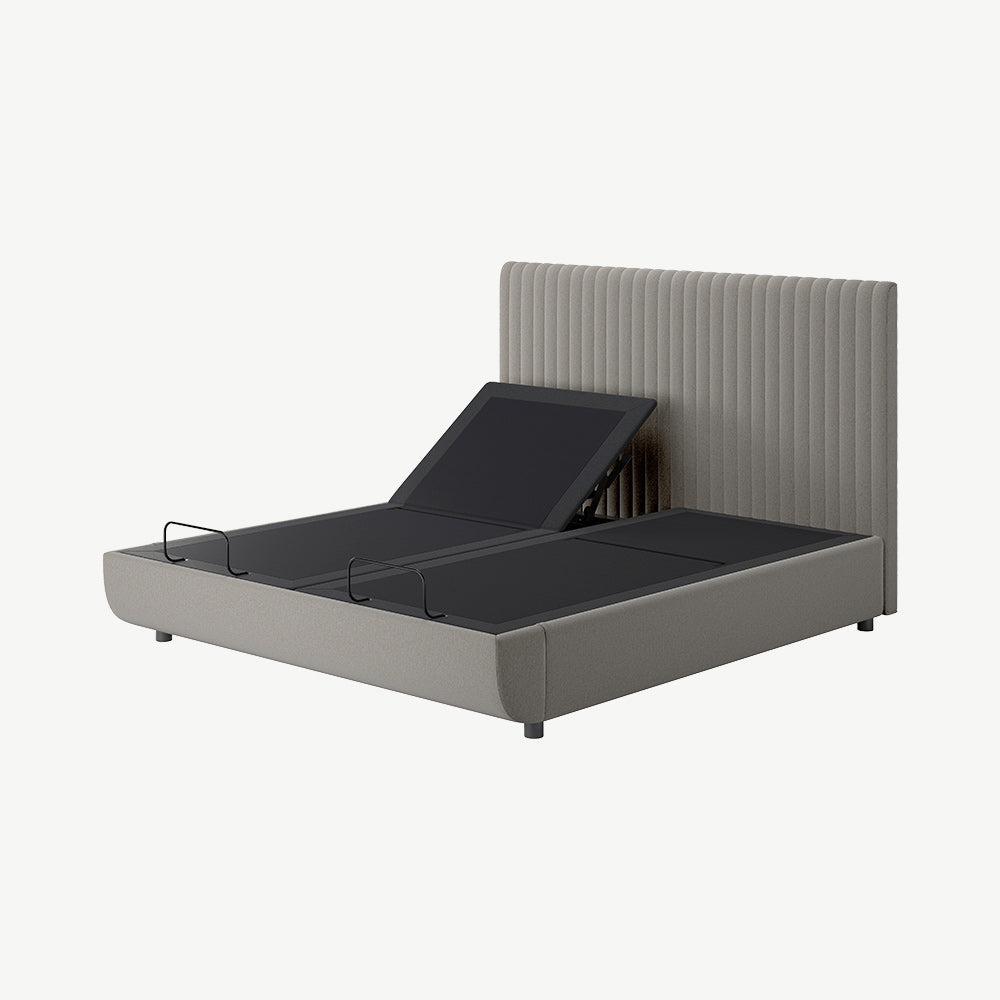 TEMPUR® Arc Static Bed with Vertical Headboard in Warm Stone