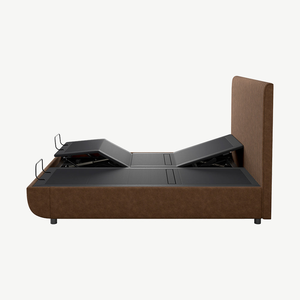 TEMPUR® Arc Static Bed with Vertical Headboard in Brown