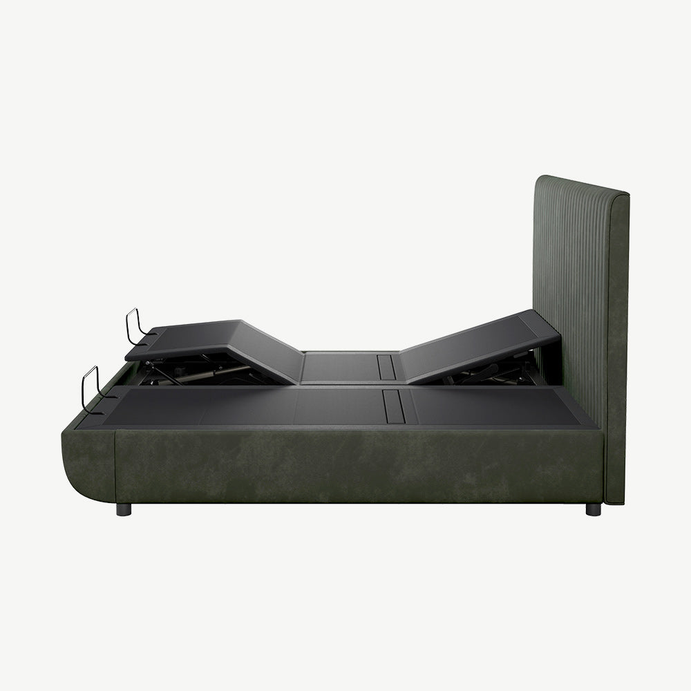 TEMPUR® Arc Static Bed with Vertical Headboard in Dark Green