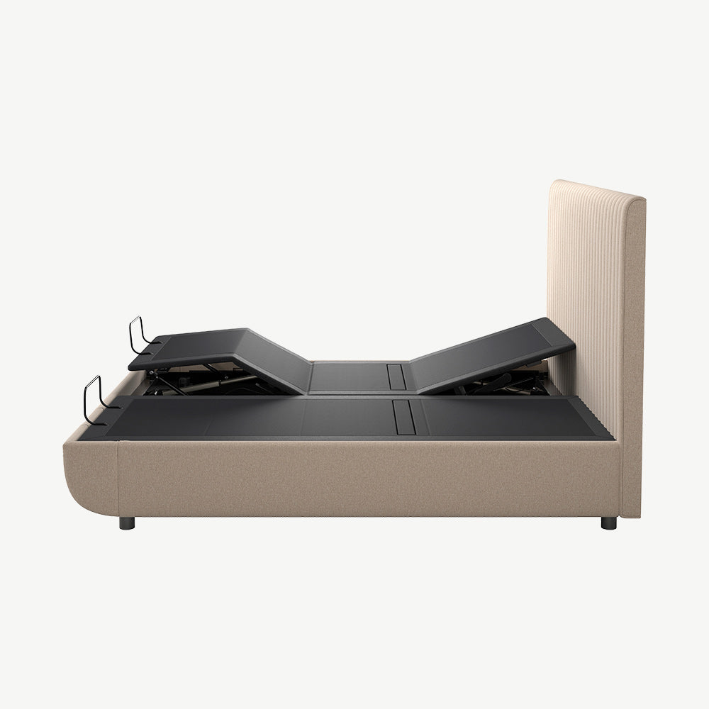 TEMPUR® Arc Static Bed with Vertical Headboard in Sand