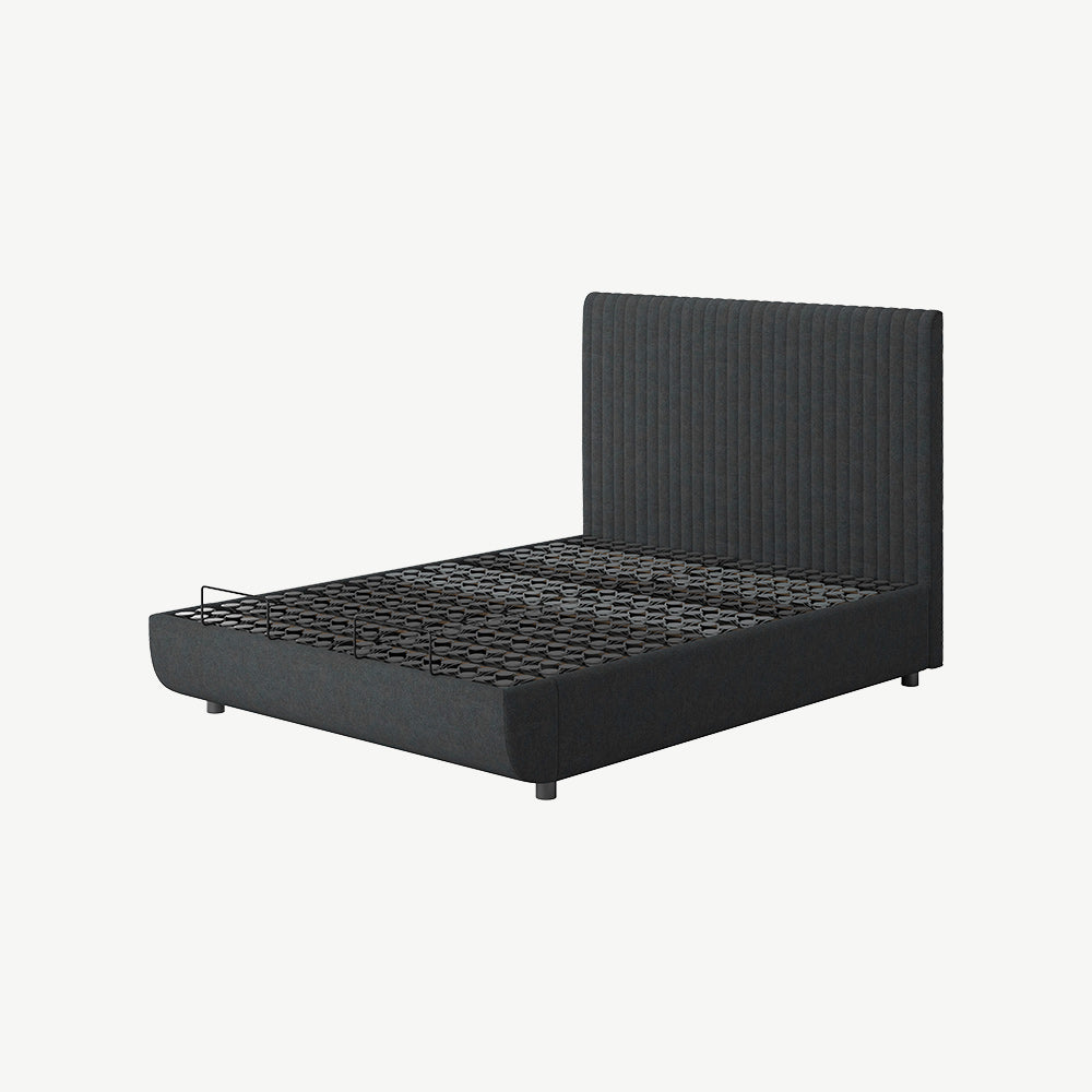 TEMPUR® Arc Static Bed with Vertical Headboard in Dark Stone