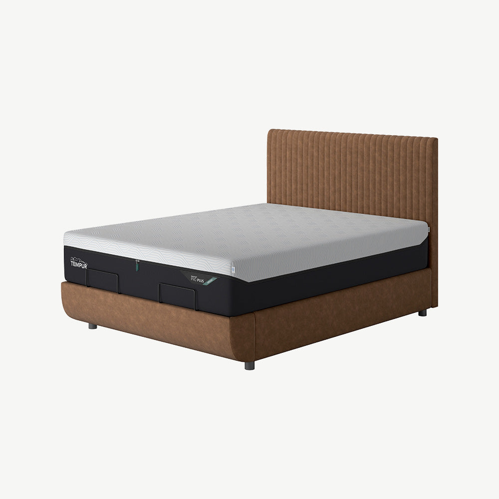 TEMPUR® Arc Static Bed with Vertical Headboard in Brown