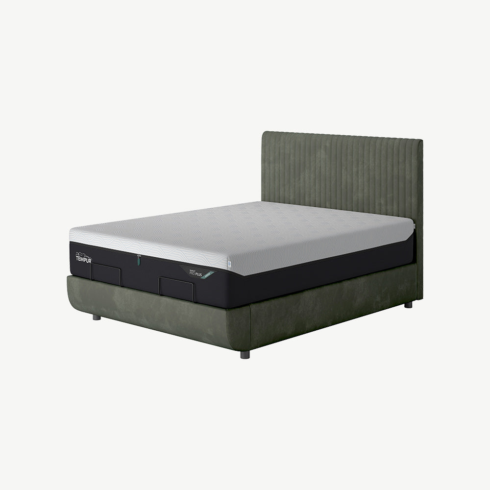 TEMPUR® Arc Static Bed with Vertical Headboard in Dark Green