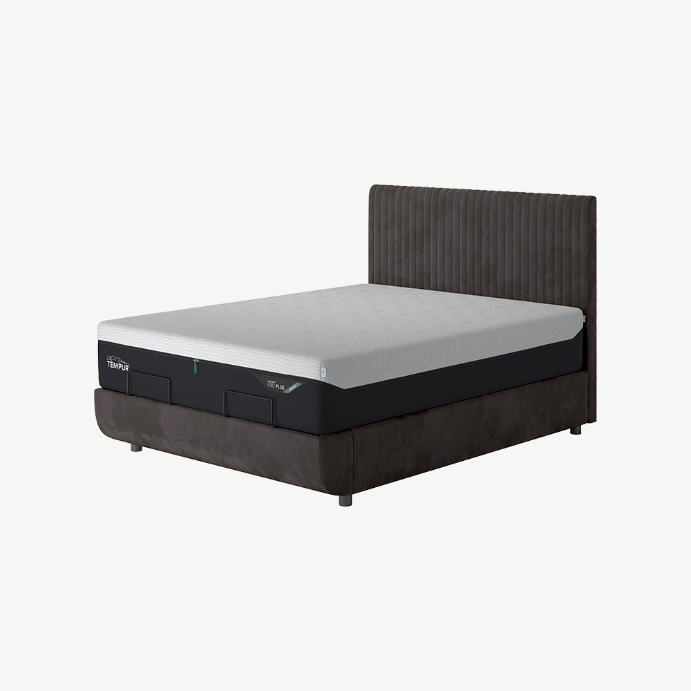 TEMPUR® Arc Static Bed with Vertical Headboard in Dark Grey