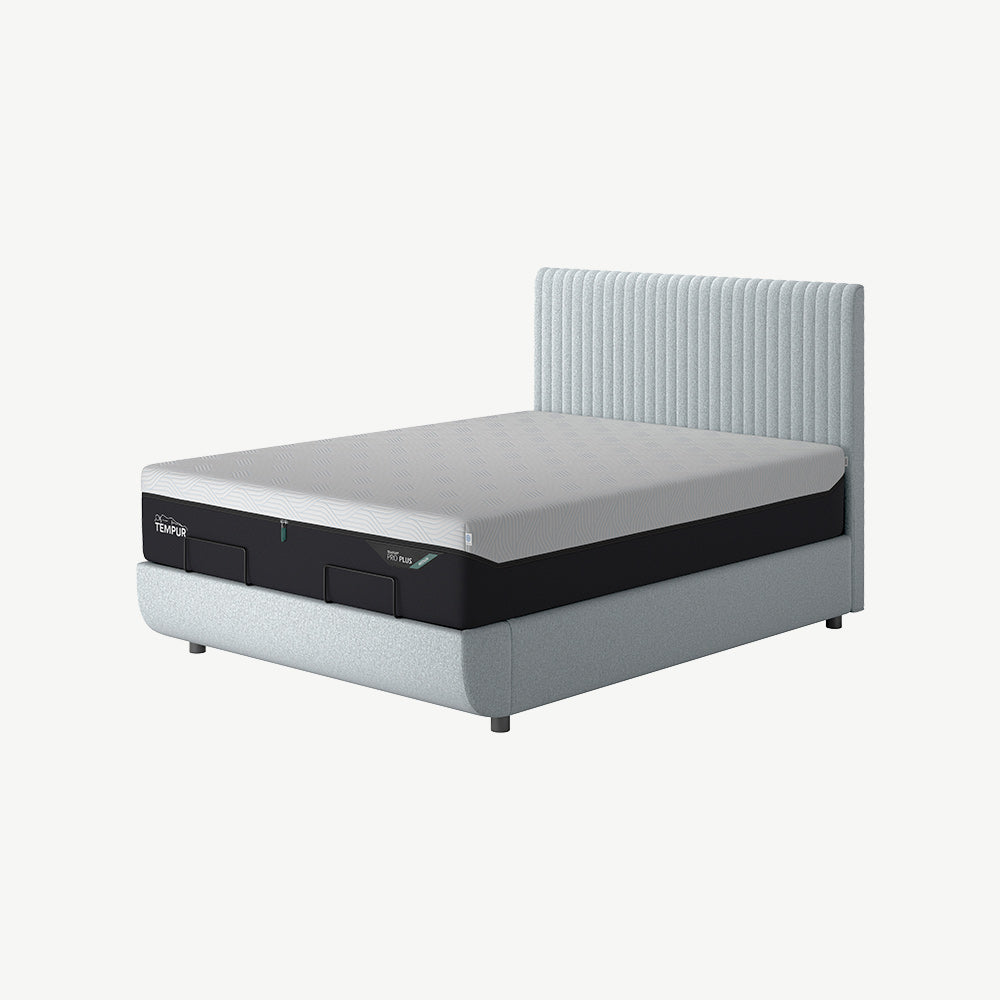 TEMPUR® Arc Static Bed with Vertical Headboard in Stone