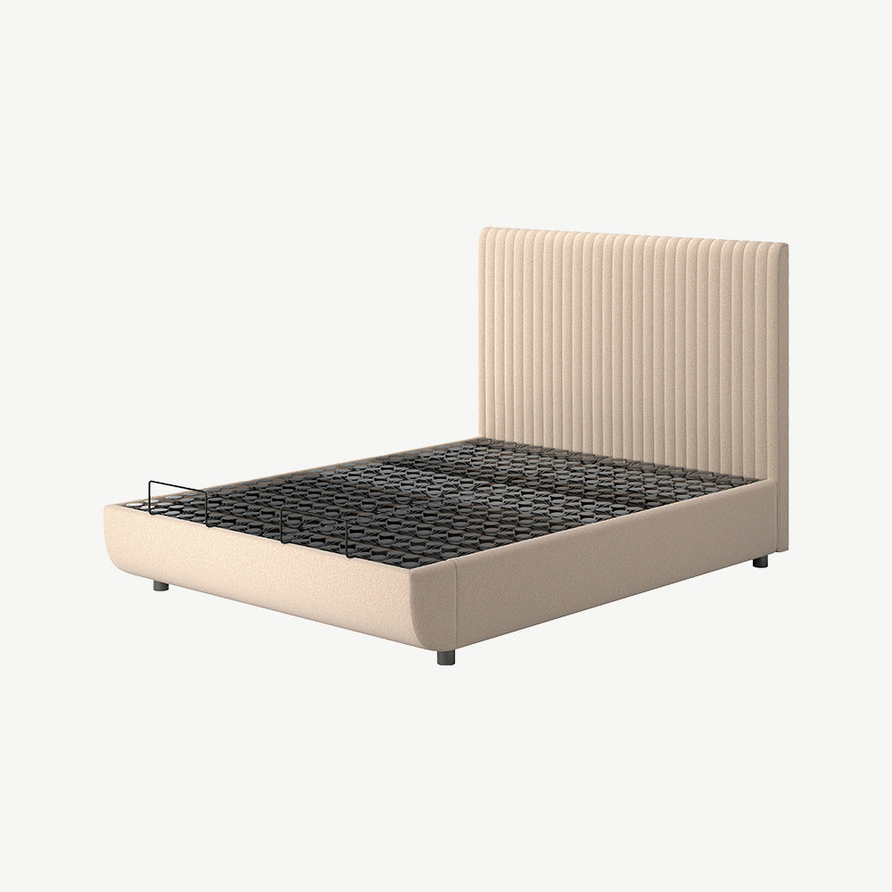 TEMPUR® Arc Static Bed with Vertical Headboard in Sand