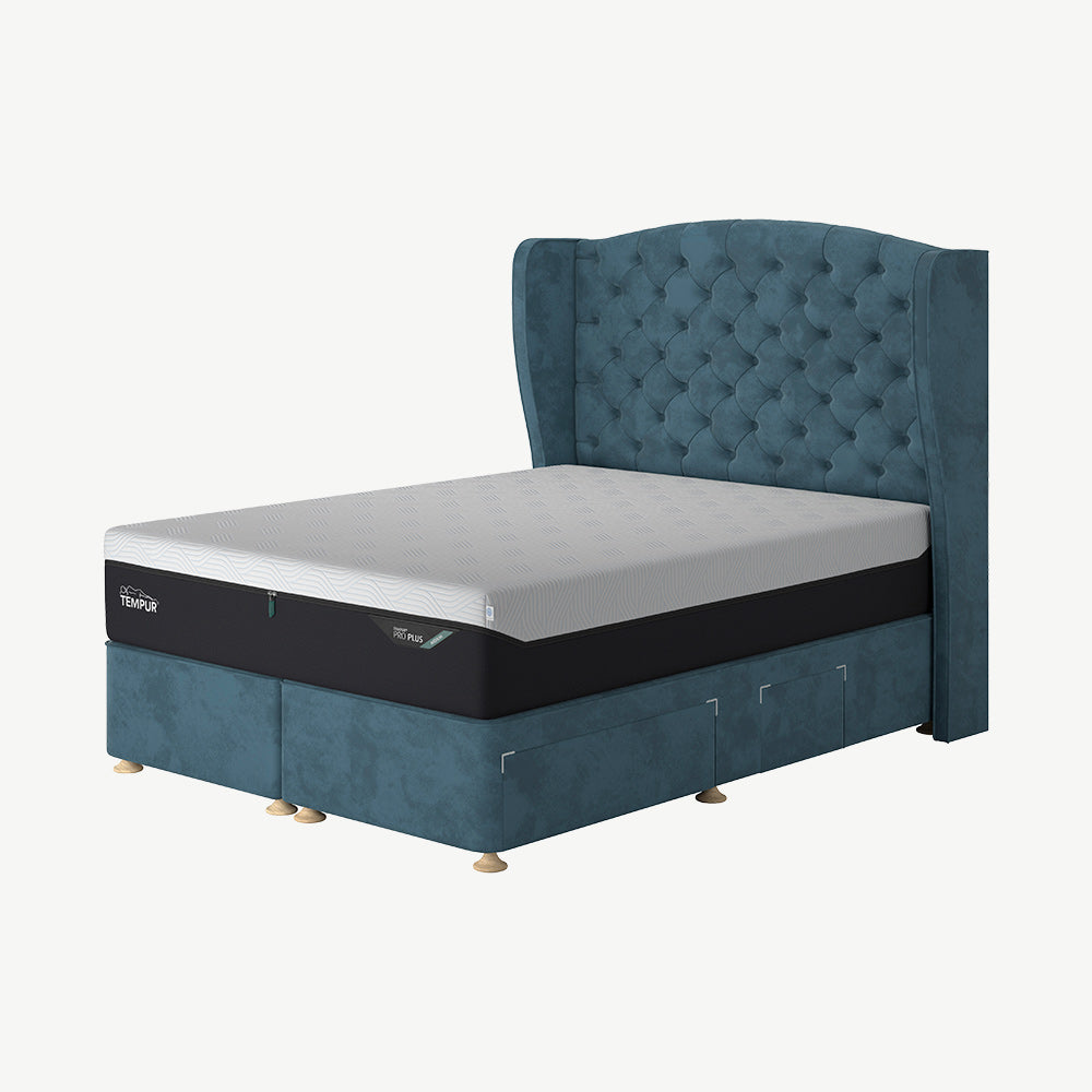 TEMPUR® Suffolk Divan with Drawers in Teal Velvet