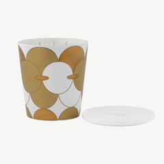 Modern candle and pot in gold and white circle print