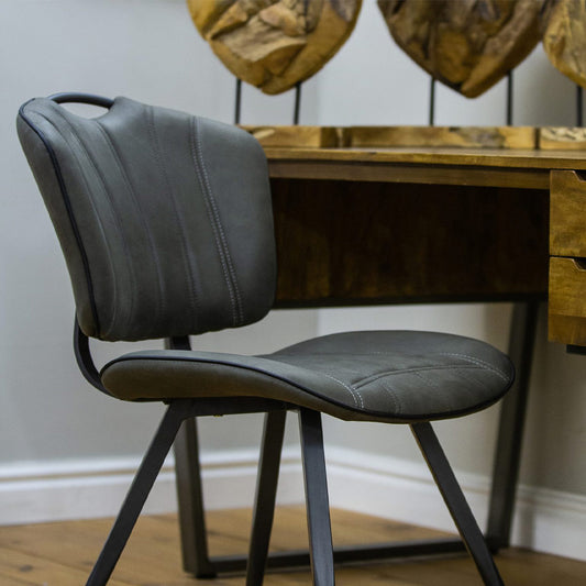 Healey Vegan Leather Dining Chair in Grey